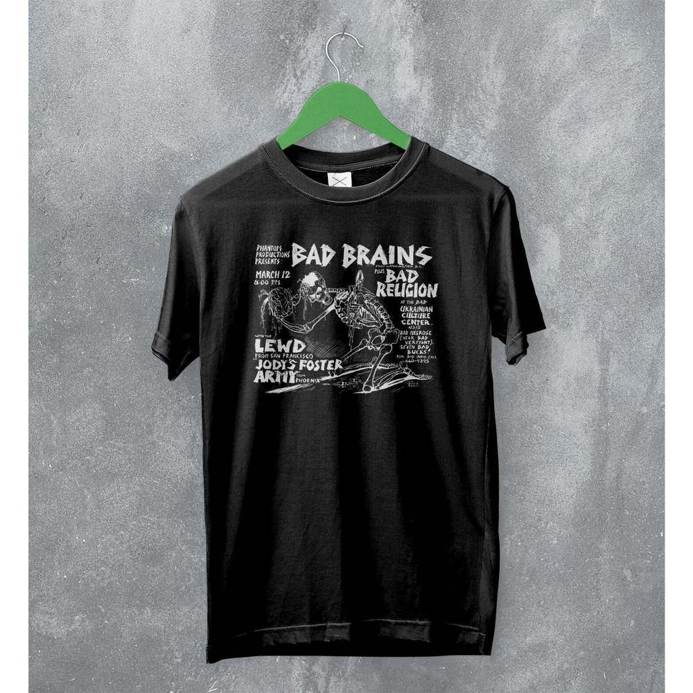 Bad Brains Vintage Flyer Skeleton Punk Rock Hardcore Band T-Shirt